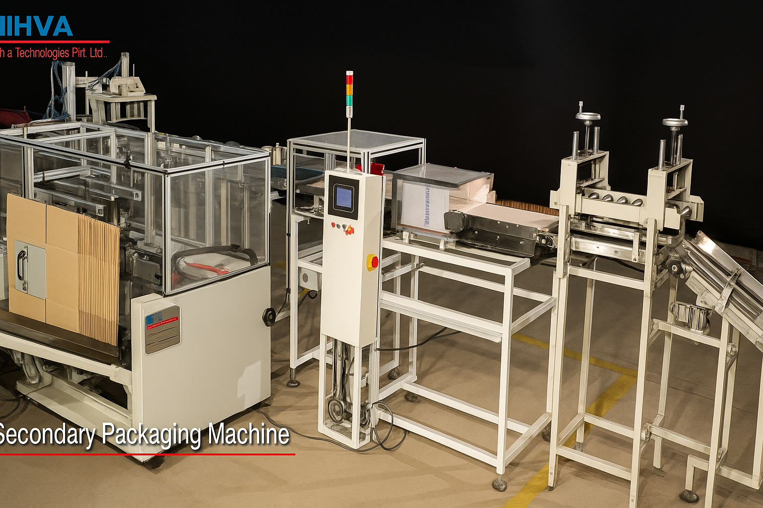 Industrial palletizer by NIHVA handling packaged goods on pallets